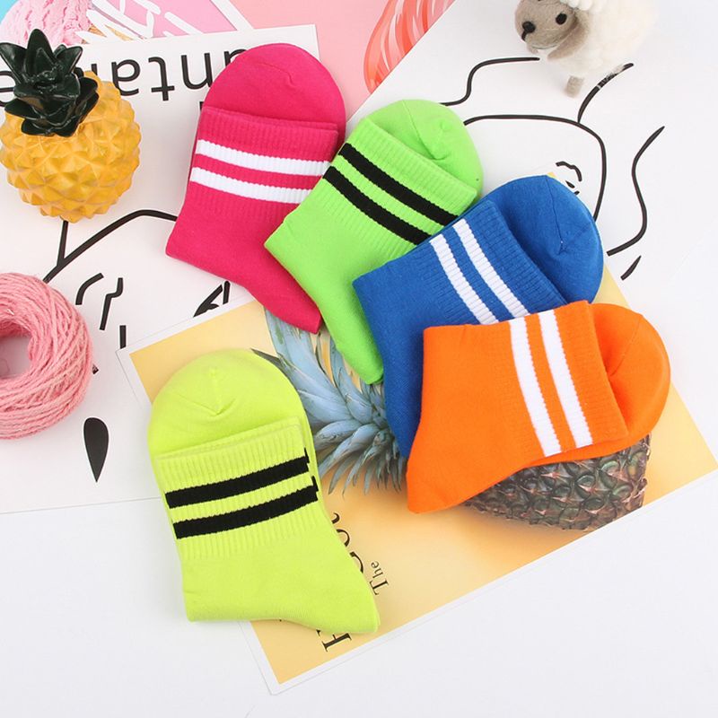 XIXI Set 5 Đôi Tất Cotton Mềm Mại Cổ Thấp Màu Dạ Quang Phong Cách Thể Thao Dành Cho Người Lớn