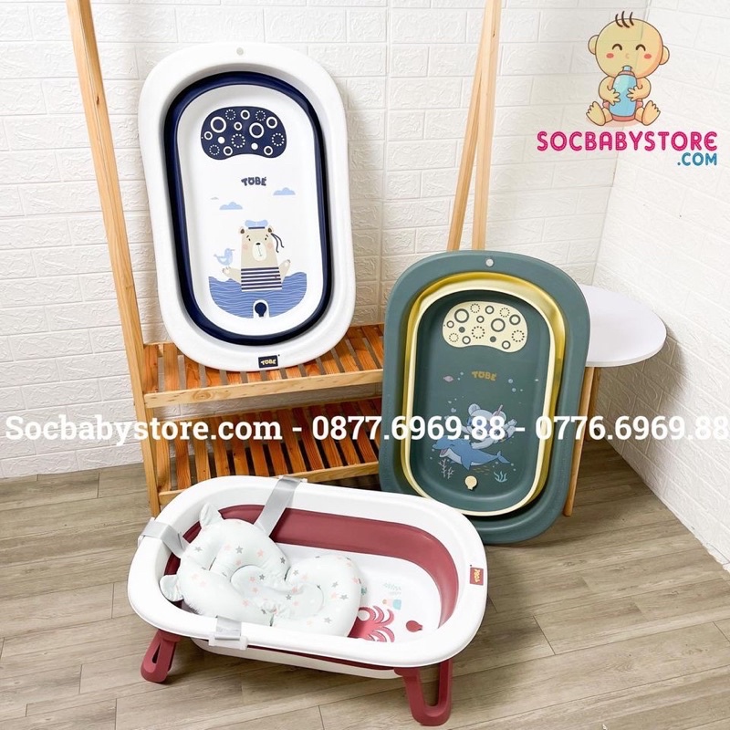 Chậu tắm gập gọn kèm phao tắm mẫu mới