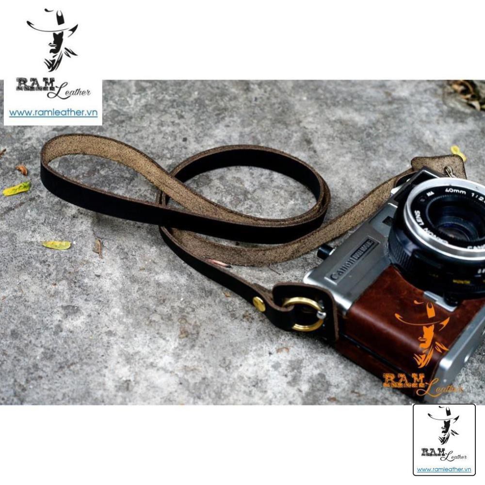 DÂY MÁY ẢNH DA BÒ ĐEN MỘC MẠC VINTAGE – RAM A2 BLACK ,