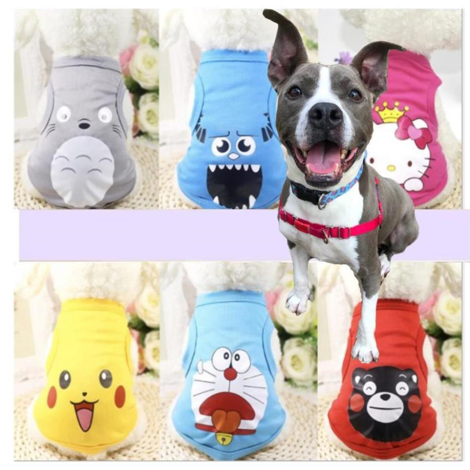 Quần áo cho chó mèo in hình cute loại ba lỗ (hè thu) đủ size