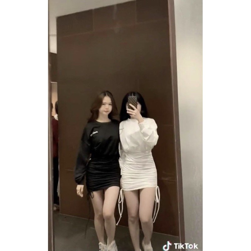 Đầm body thun rút eo