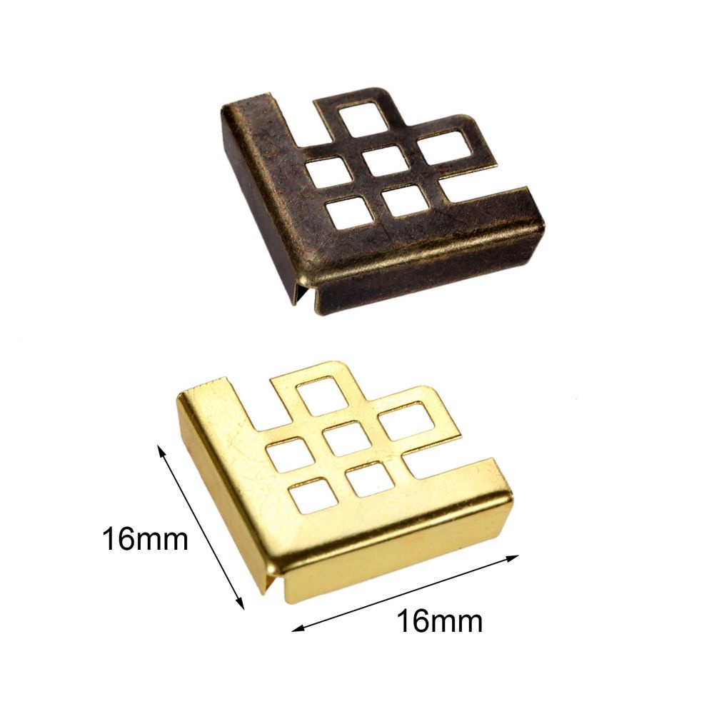 Bộ 50 miếng đệm góc 16*16mm bằng kim loại tiện dụng cho đồ thủ công DIY/ hộp trang sức/ góc bàn/ sổ tay/ album