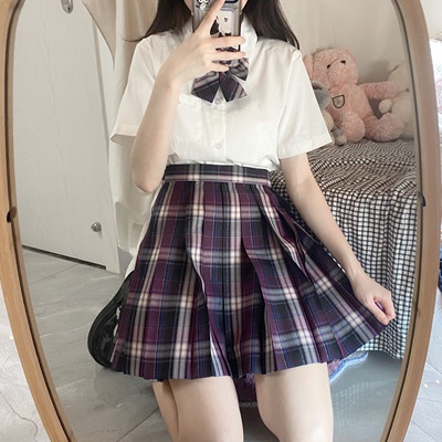 Chân Váy JK Bling Bling Phong Cách  Kẻ Caro chữ A Xếp Ly Dáng Xoè Ulzzang ̣