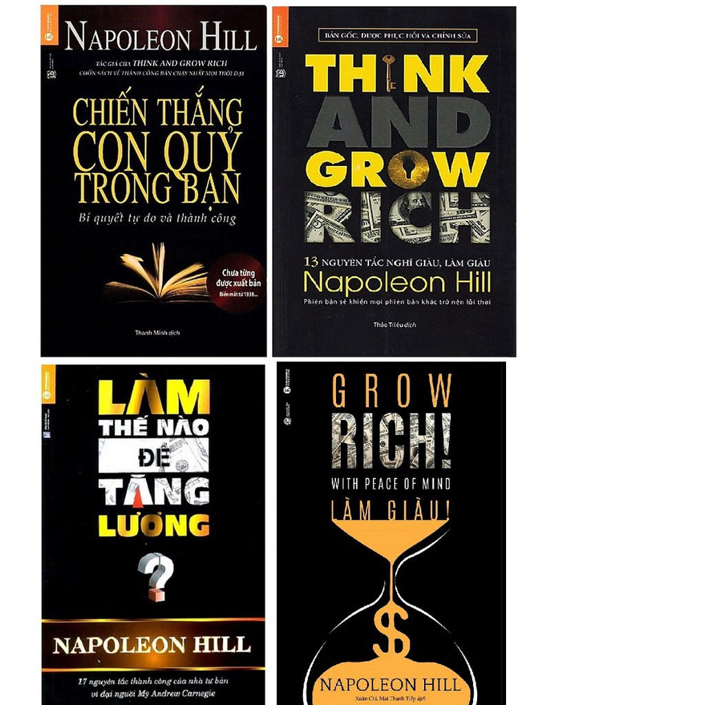 Sách - Combo 4 cuốn: Think and grow rich + Làm giàu + Chiến thắng con quỷ trong bạn! + Làm thế nào để được tăng lương