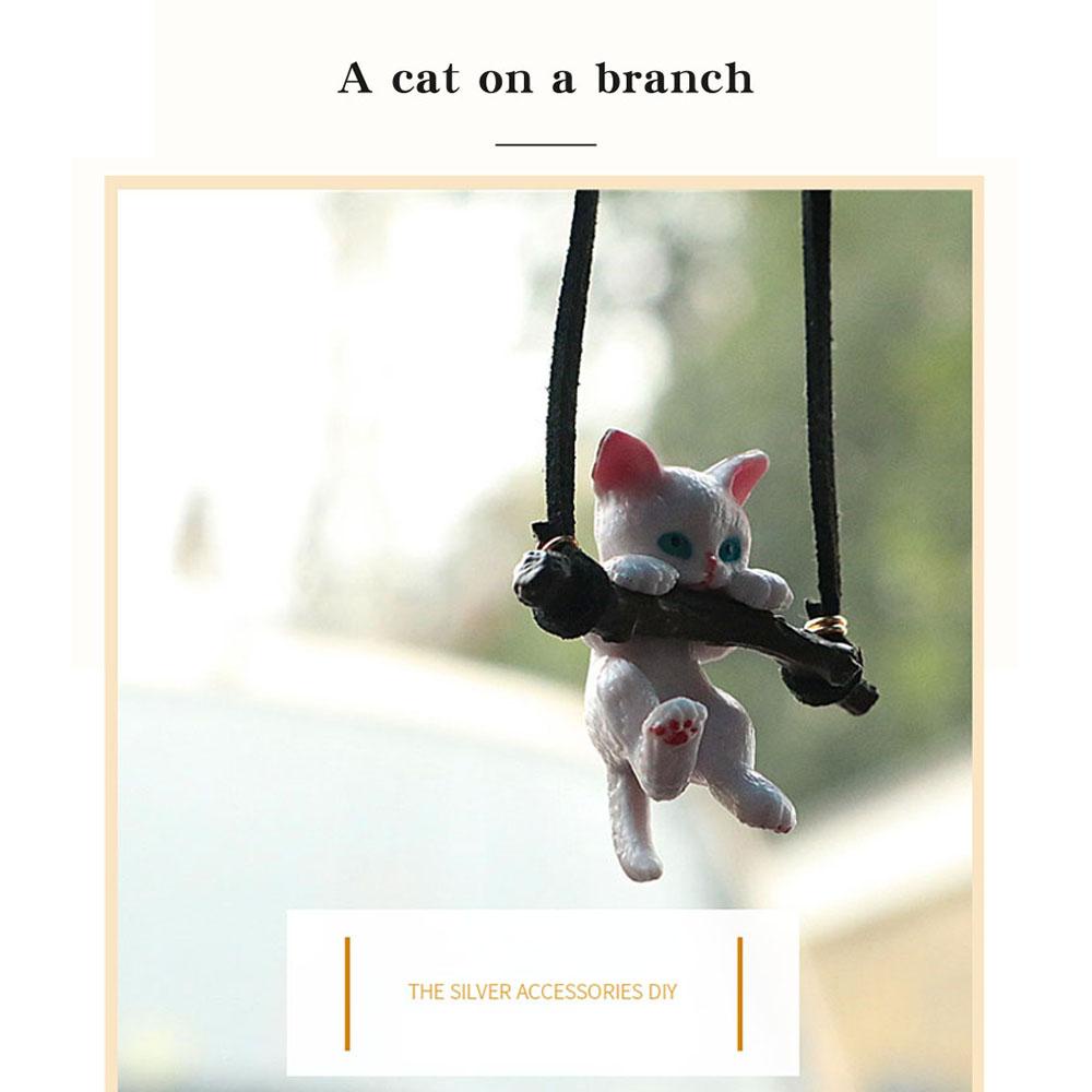 Norman Đồ Chơi Trang Trí Nội Thất Xe Hơi Hình Chú Mèo Ngồi Trên Cành Cây