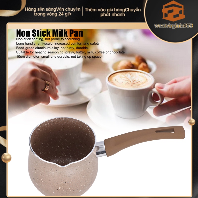Có thể bán buôn Tay cầm đơn Nồi hâm nóng cà phê đun sôi sữa nhỏ Chảo Hợp kim nhôm chống dính đóng cặn để nấu ăn Westvirginia058 Hàng giao ngay