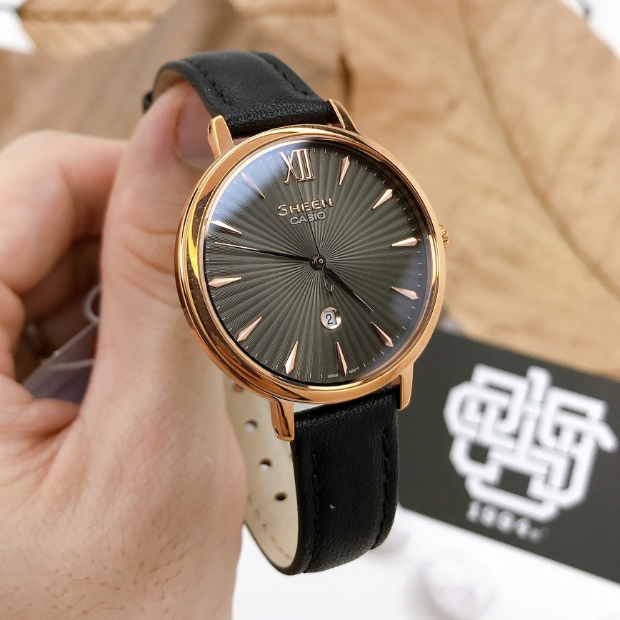 Đồng hồ nữ Casio SHEEN SHE-4534 / SHE-4534PGL-1A kính Sapphire, dây da thật, hàng chính hãng