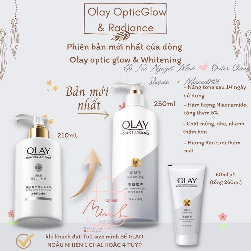 Dưỡng thể OLay B3 Retinol/ White/ B5  trắng da, chống lão hóa, dưỡng ẩm