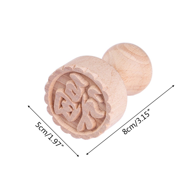 Khuôn Làm Bánh Trung Thu Hình Tròn Bằng Gỗ In Chữ Trung Hoa Truyền Thống Diy