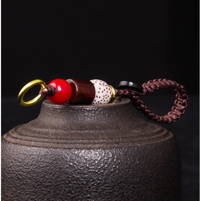 Móc Khoá Nút Phong Thủy, Trang Trí Bằng Đồng Hình Hạt Đơn