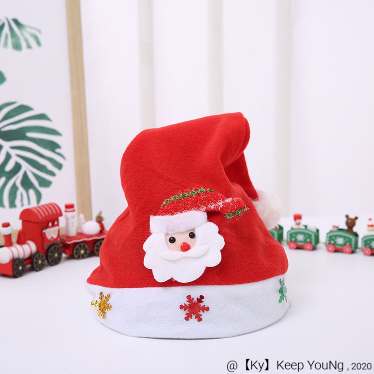 [Ky] Giáng sinh người lớn trẻ em màu đỏ ông già noel mũ váy lên mũ món quà giáng sinh