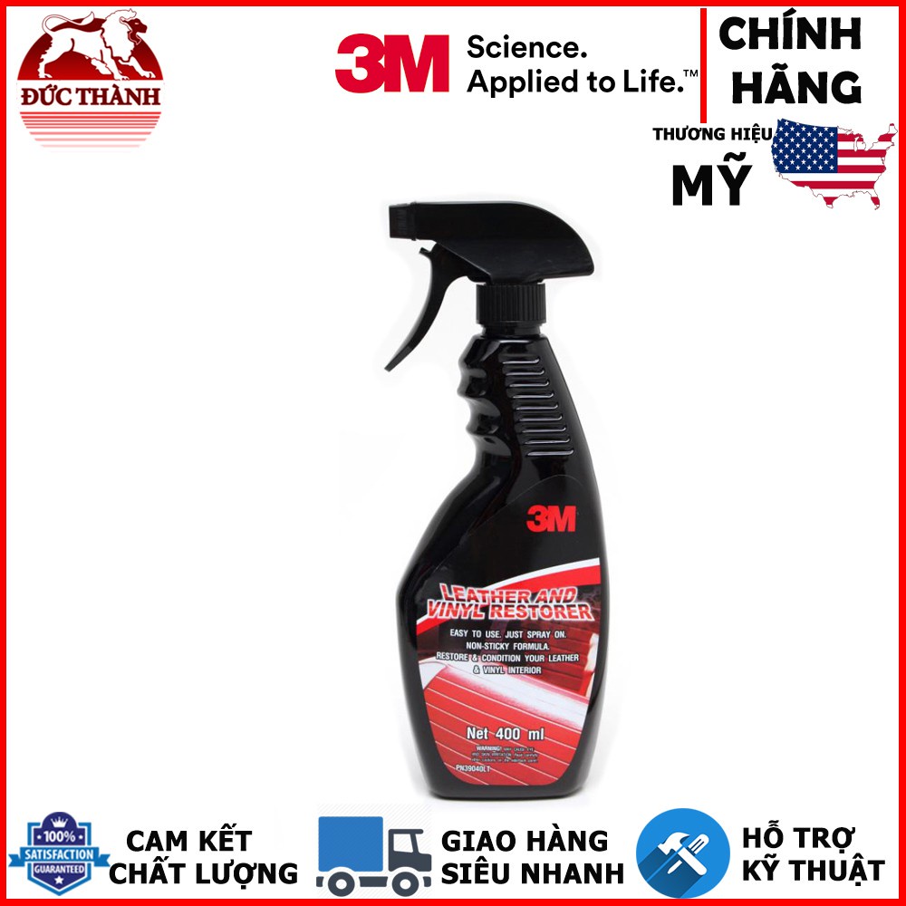 ◕❈✸Chai xịt chăm sóc da, nội thất ô tô - 3M Leather & Vinyl Restorer PN39040LT 400ml (Đen) ducthanhauto