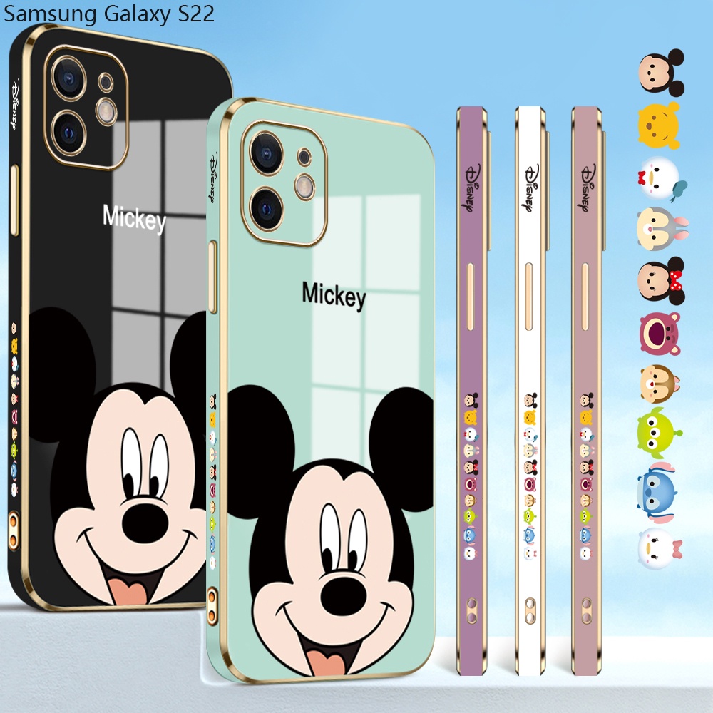 Samsung Galaxy S22 Plus Ultra S22+ 5G For Phone Case Soft Casing Silicone Mouse Electroplating Full Cover Shockproof TPU Cases