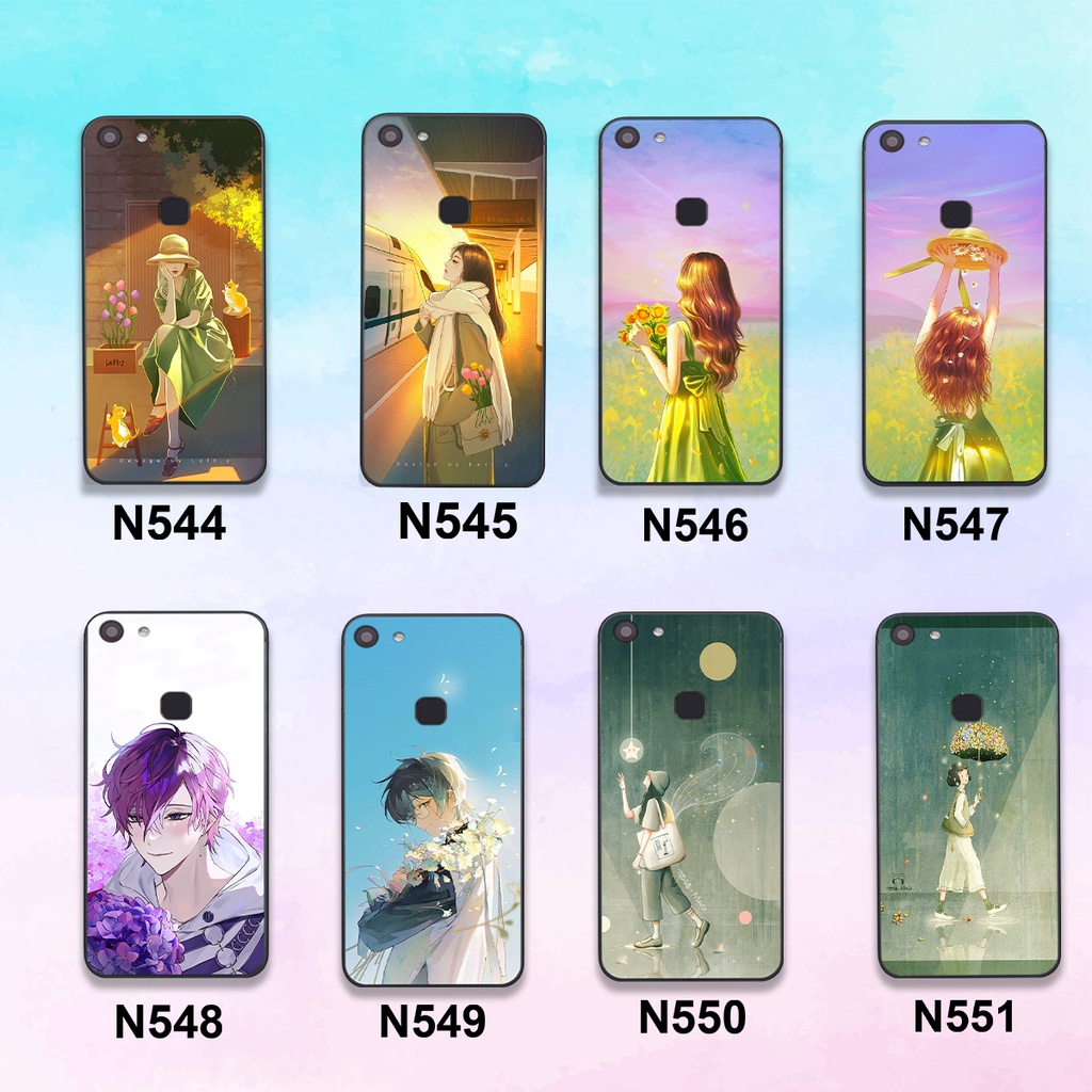 Ốp Vivo V7 / V7 Plus / V7+ hình cô gái , chàng trai mùa thu nhẹ nhàng dễ thương trẻ trung