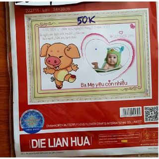 Tranh thêu con heo 222711 chưa thêu