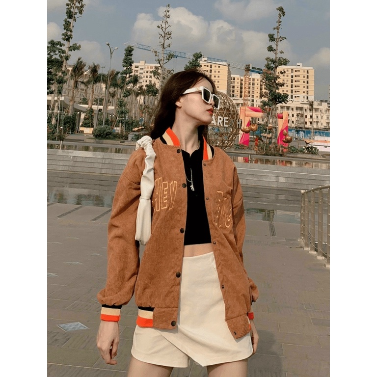 Áo Khoác Bomber Chất Nhung - Áo Bomber Nam Nữ Unisex Nhung Tăm Siêu Đẹp Thêu Chữ - TP [NewUnisex]