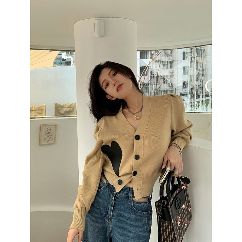 Porozi  Áo khoác cardigan  dệt kim cổ chữ V phong cách Hàn Quốc