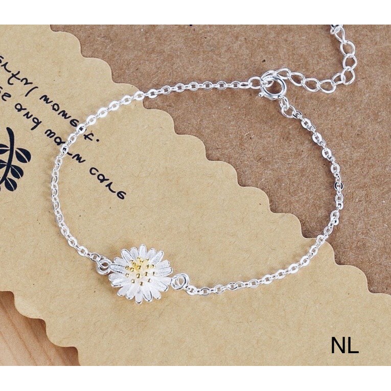Lắc tay bạc nữ bông cúc hoạ mi trắng đẹp - Kho sỉ bạc Nhất Linh
