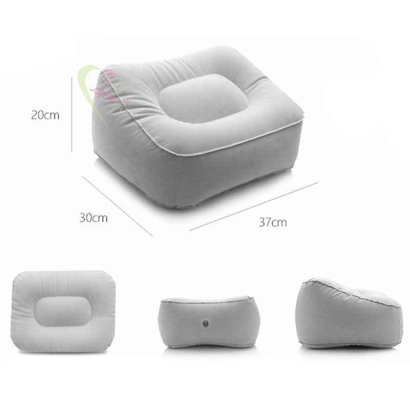 LE Portable Inflatable Foot Rest Pillow Cushion PVC Air Travel Office Home Leg Up Footrest Relaxing Feet Tool @VN