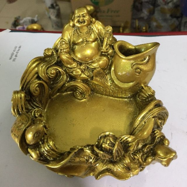 Tượng đá gạt tàn ông di Lặc và con cá chép vàng VD13