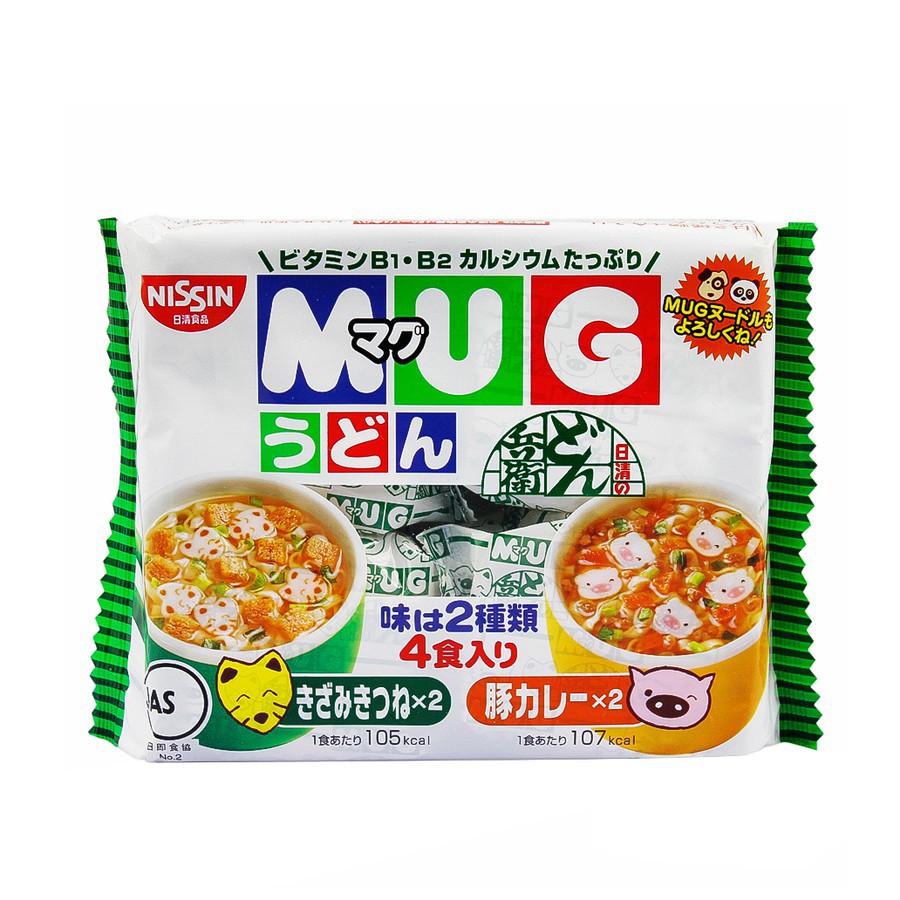 Gói Mì Ăn Liền Mug Nhật Bản | Mì ăn dặm cho trẻ trên 1 tuổi Nissin MUG Cup Noodle 96g (4 gói nhỏ bên trong, 2 hương vị)