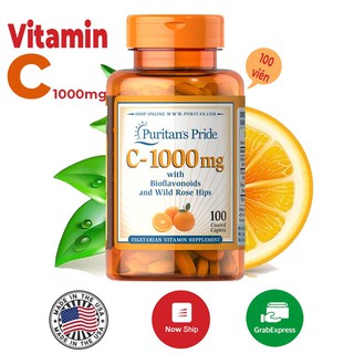 Viên uống tăng sức đề kháng làm đẹp da , trắng da tăng sức đề kháng Puritan's Pride - Vitamin C 1000mg 100v