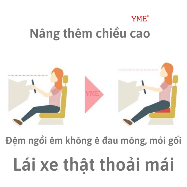 Đệm lót ghế ô tô, miếng lót ghế ghế văn phòng YME đệm nâng chiều cao khi lái xe, thoáng khí êm mông YDE