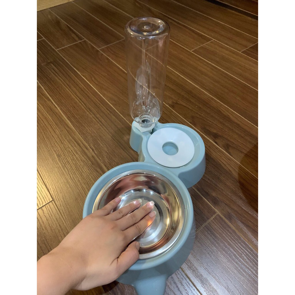 [Mã 252FMCGSALE giảm 8% tối đa 100k đơn 500K] Bát Ăn Đôi Bằng Inox Cho Chó Mèo Kèm Bình Nước Tự Động