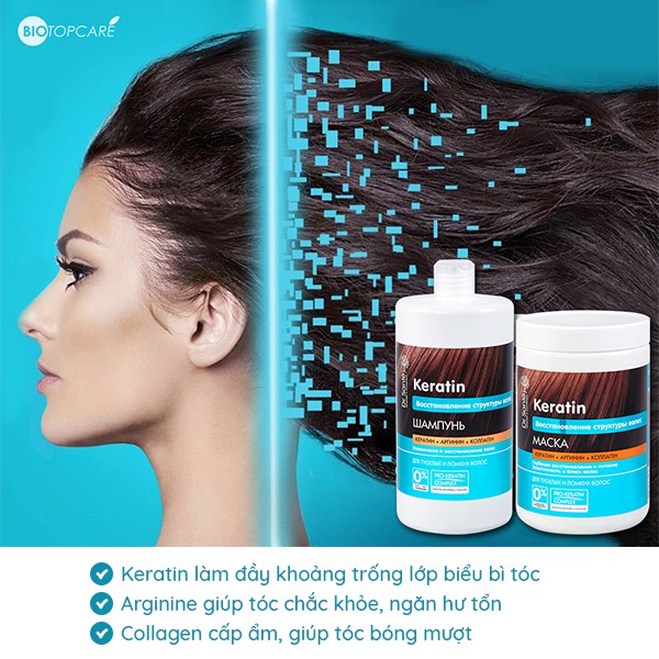 Dầu gội, ủ Dr. Sante Keratin phục hồi cấu trúc tóc hư tổn - BioTopcare Official