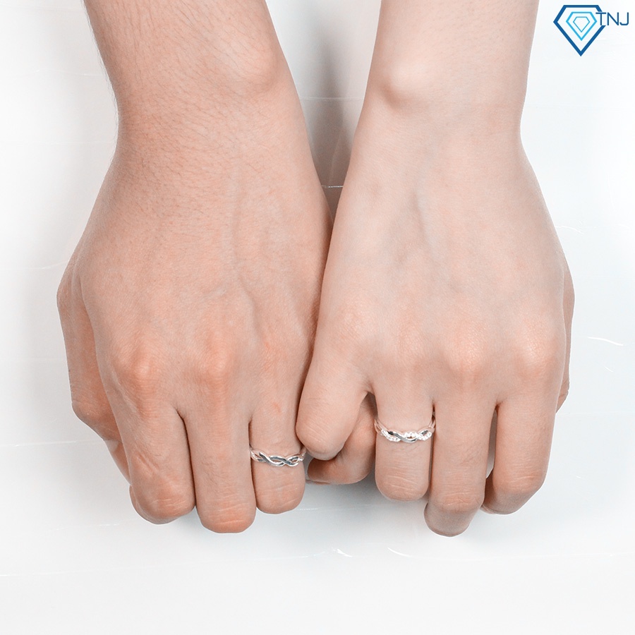 Nhẫn cặp đôi vô cực bằng bạc khắc tên theo yêu cầu ND0427 Trang Sức TNJ