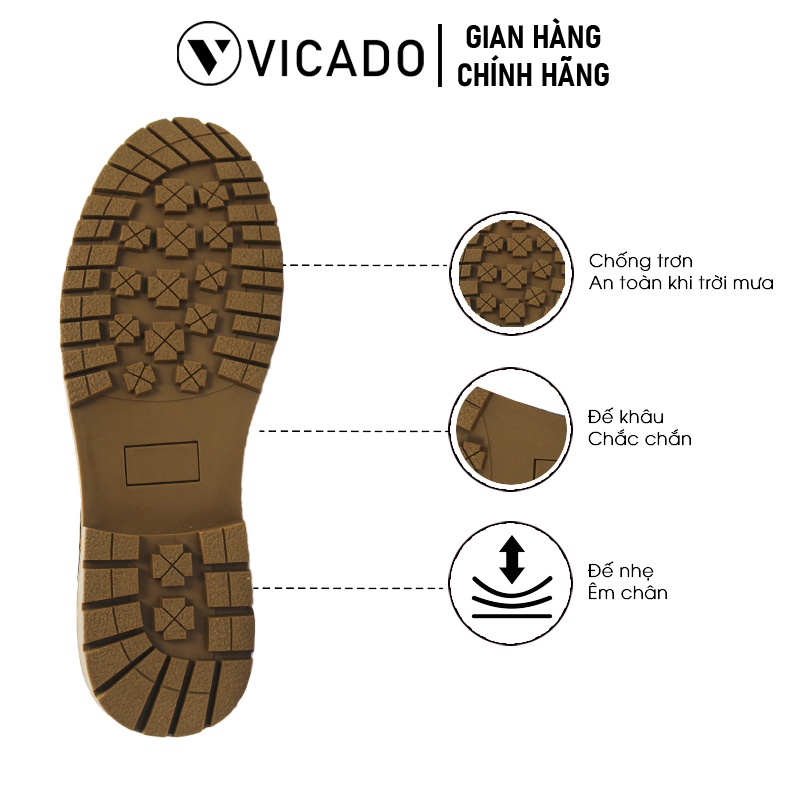 Giày buộc dây nam da bò cao cấp tăng chiều cao Oxfords VICADO VA0120 màu nâu