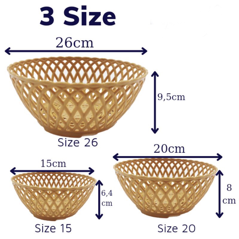 Rổ nhựa tròn giả mây Việt Nhật - Rổ Đựng Rau sống đủ size.