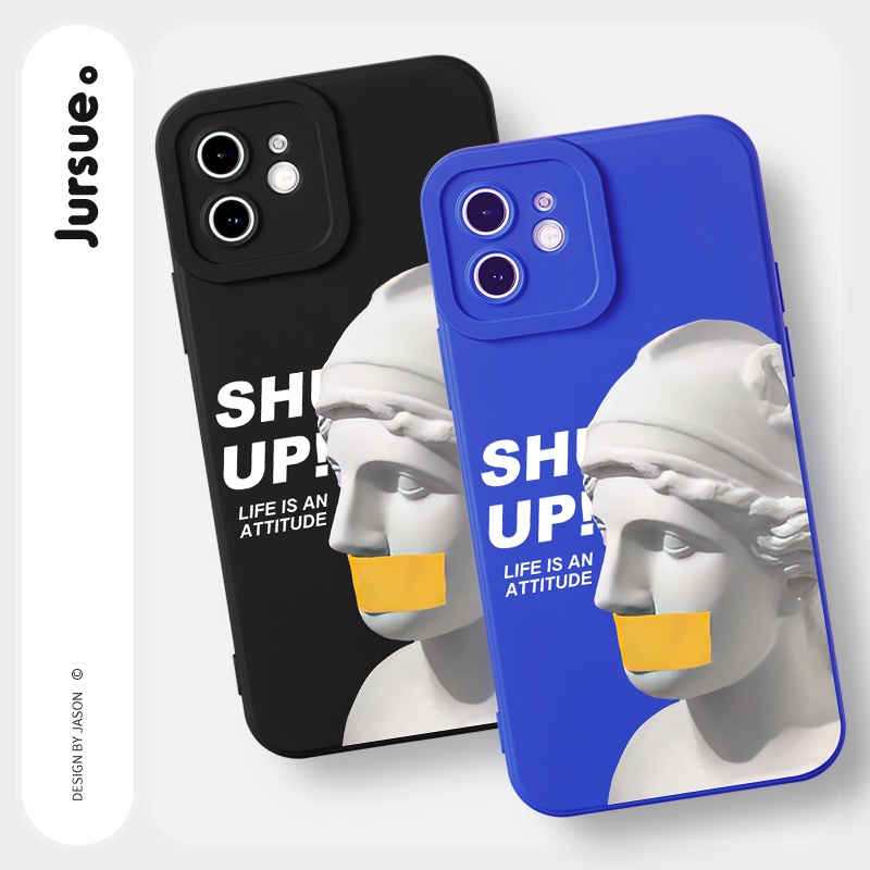 Ốp lưng JURSUE mềm chống bẩn hình độc lạ đen Cho iPhone 14 13 12 11 Pro Max SE 2020 X XR XS 8 7 ip 6S 6 Plus Y2142