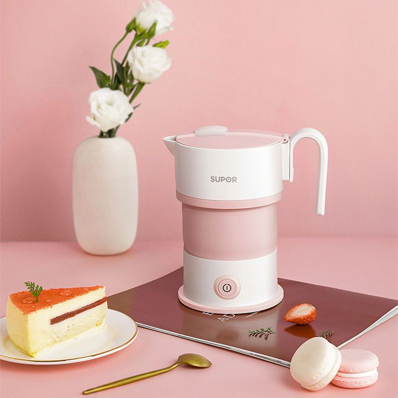 Ấm siêu tốc gấp gọn Supor 600ml màu hồng