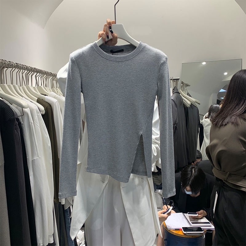 Áo Dệt Kim Xẻ Tà Phong Cách Thời Trang Hàn Quốc Dành Cho Nữ