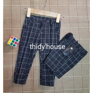 Quần tây/quần âu đen, viền trắng caro cho bé trai bé gái, Túi 2 bên, ống đứng, trong lưng quần có tăng đơ, size 12-29kg