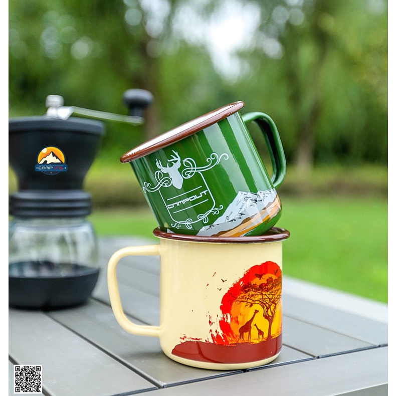 Ly tráng men/ Cốc kim loại tráng men 270ml NURGAZ CAMPOUT  du lịch cắm trại dã ngoại