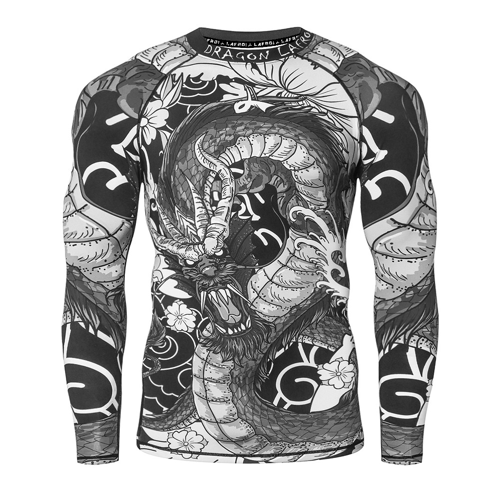 LAFROI Nam dài tay Rush bảo vệ UPF 50+ bơi phù hợp với lực nén Rash Guard Trang phục thể thao Quần áo tập thể dục Quần áo thể dục BẢO VỆ MẶT TRỜI UV quần áo chống nắng-08C1