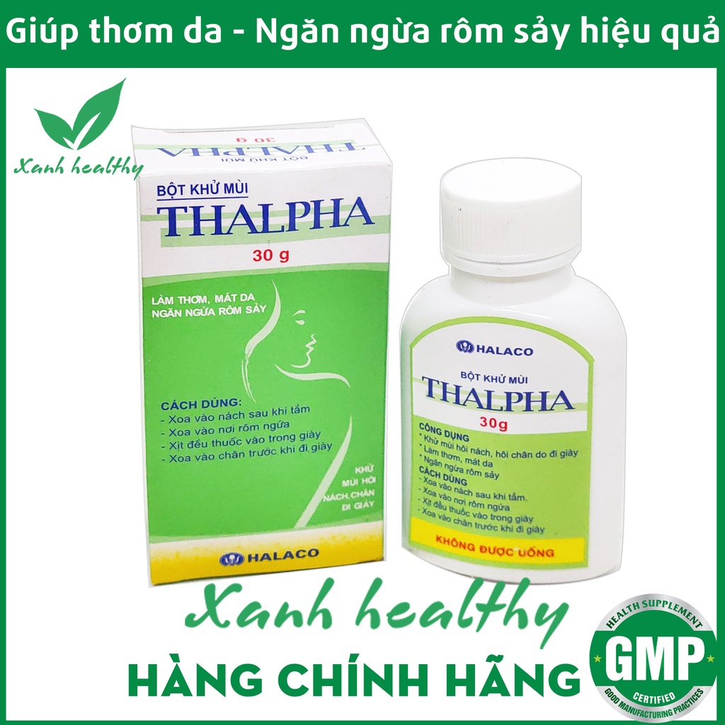 Bột Khử Mùi hôi nách hôi chân Thalpha Khử Mùi Hôi cơ thể, mùi hôi giày dép  Giảm Tiết Mồ Hôi suốt 24h - Hộp 30g