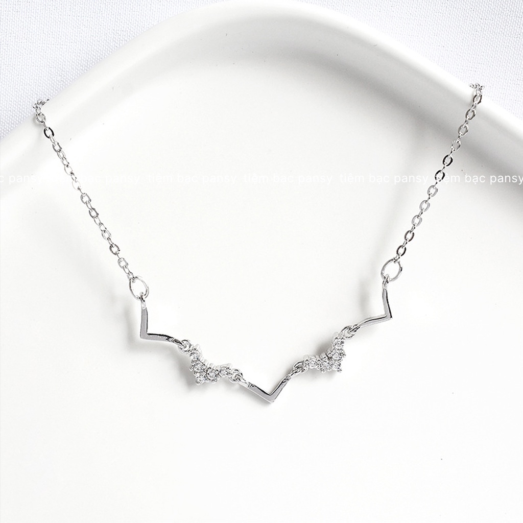 Lắc tay bạc nữ cao cấp PANSY - Vòng tay nữ bạc thật hình nhịp tim cá tính không gỉ
