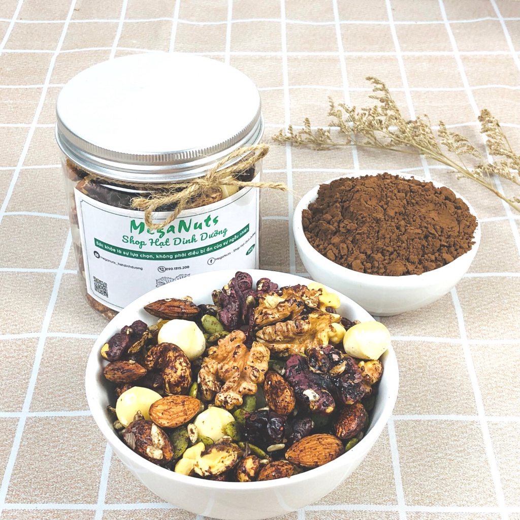 Granola siêu hạt không đường vị chocolate - Granola từ hạt và hoa quả sấy (rất ít yến mạch) by Meganuts