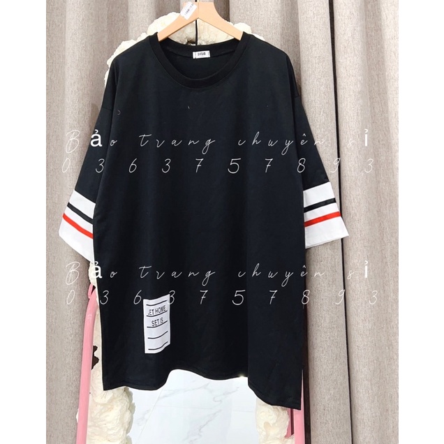 Áo Thun Basic Đen Trắng Sọc Tay Hot Trend 2022- Áo Thun Phông Rộng Ngắn Tay Cổ Tròn Đi Chơi Mặc Nhà
