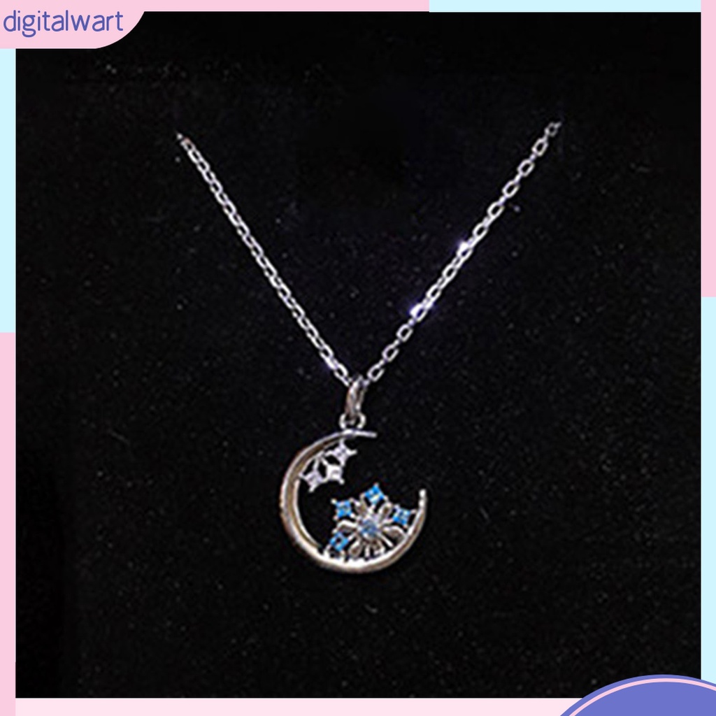 Vòng cổ Mặt Hình Mặt Trăng Và Bông Tuyết Đính Đá Chống Mài Mòn Phong Cách Hàn Quốc
