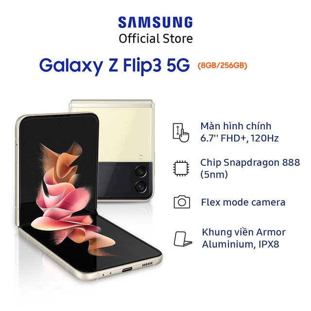 [Mã ELMALL1TR giảm 5% đơn 3TR] Điện Thoại Samsung Galaxy Z Flip3 5G 256GB | WebRaoVat - webraovat.net.vn