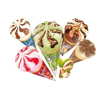 Kem ốc quế Celano dâu, socola, hạt dẻ 74g