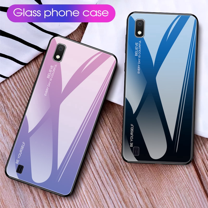 Ốp lưng mặt kính viền mềm thiết kế màu ombre thời trang cho Samsung A10 A20 A30 A40 A50 A60 A70 | BigBuy360 - bigbuy360.vn