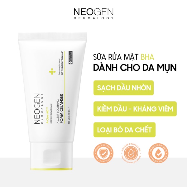 Sữa Rửa Mặt BHA Ngăn Ngừa Mụn và Giảm Nhờn Cho Da Neogen Dermalogy A-Clear Soothing Foam Cleanser 100ml