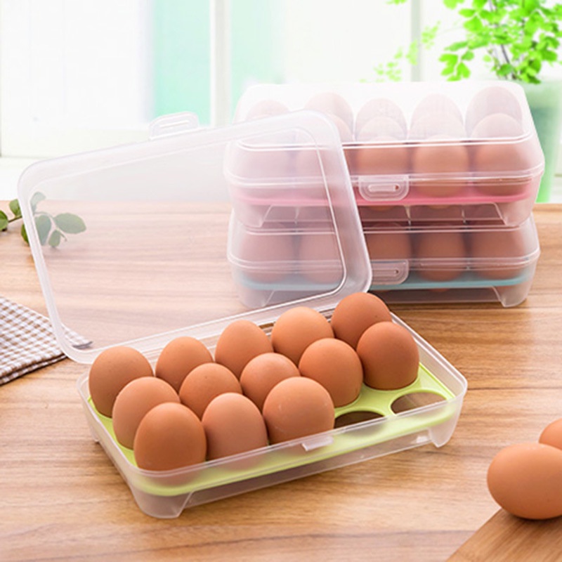 Hộp đựng trứng 15 quả có nắp đậy Hộp 15 ngăn bảo quản trứng không bị vỡ