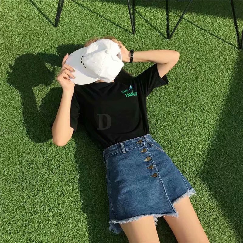 Quần Short Denim Lưng Cao Dáng Rộng Thời Trang Mùa Hè Phong Cách Hàn Quốc Cho Nữ