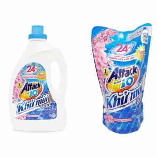  Combo 1 chai nước giặt Attack 2,4kg & 1 túi 1,4kg hương hoa anh đào